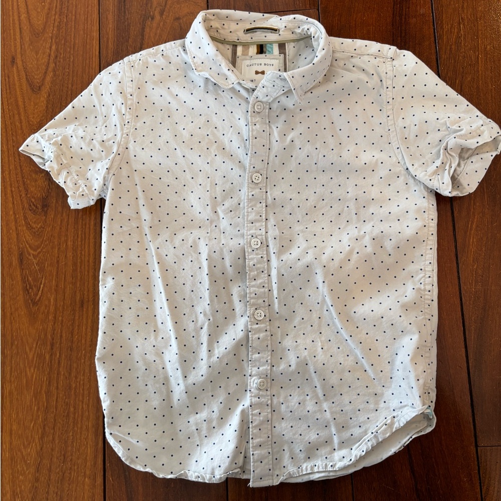 Boys Navy & White Polka Dot Shirt